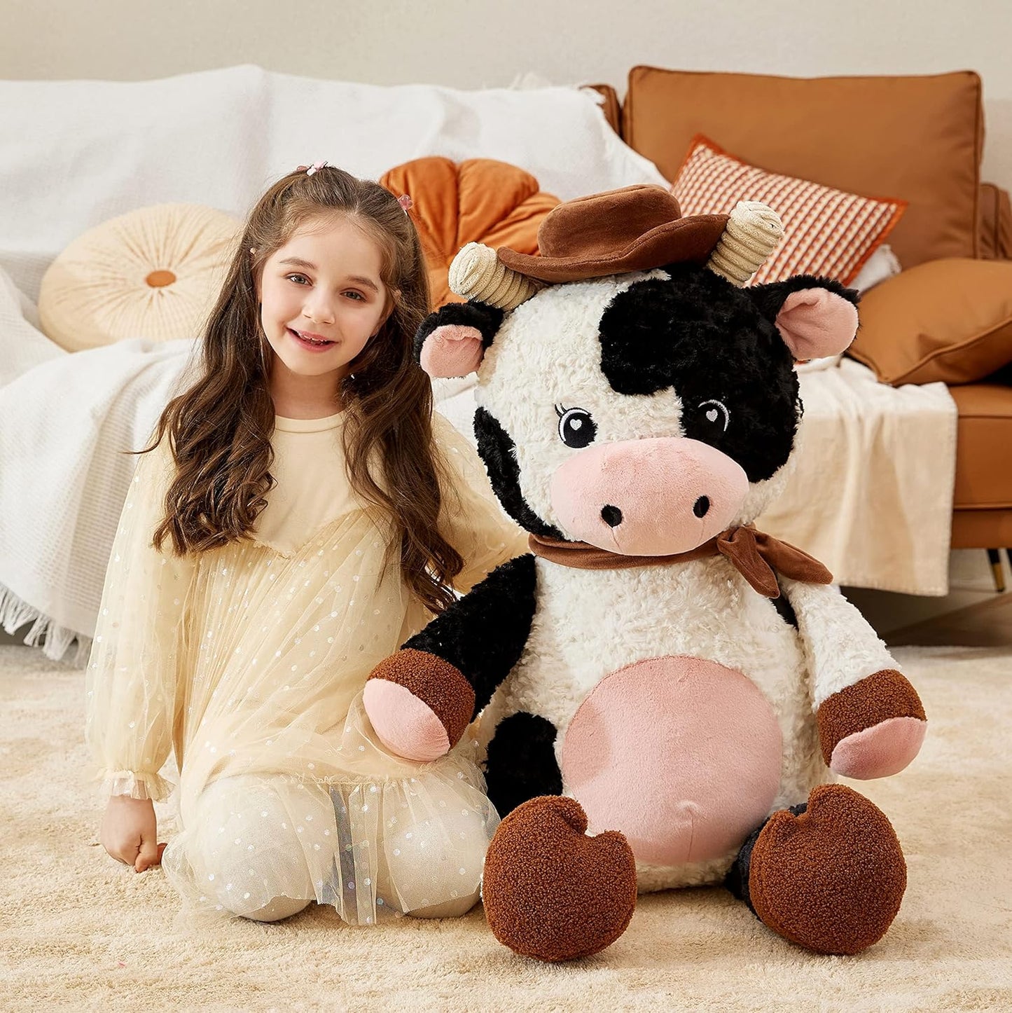Giant Cow Stuffed Animal Plush Toy,30 Inches Large Big Jumbo Soft Toys, Huge Size Cute Fluffy Plushy Fat Oversized Plushie