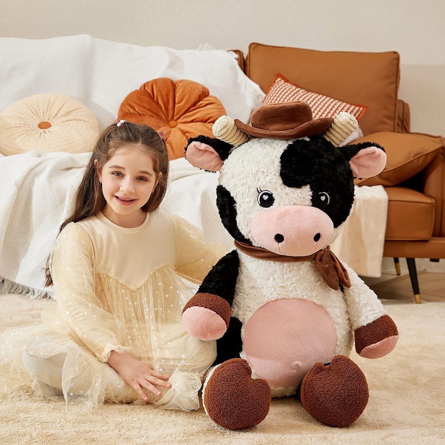 Giant Cow Stuffed Animal Plush Toy,30 Inches Large Big Jumbo Soft Toys, Huge Size Cute Fluffy Plushy Fat Oversized Plushie
