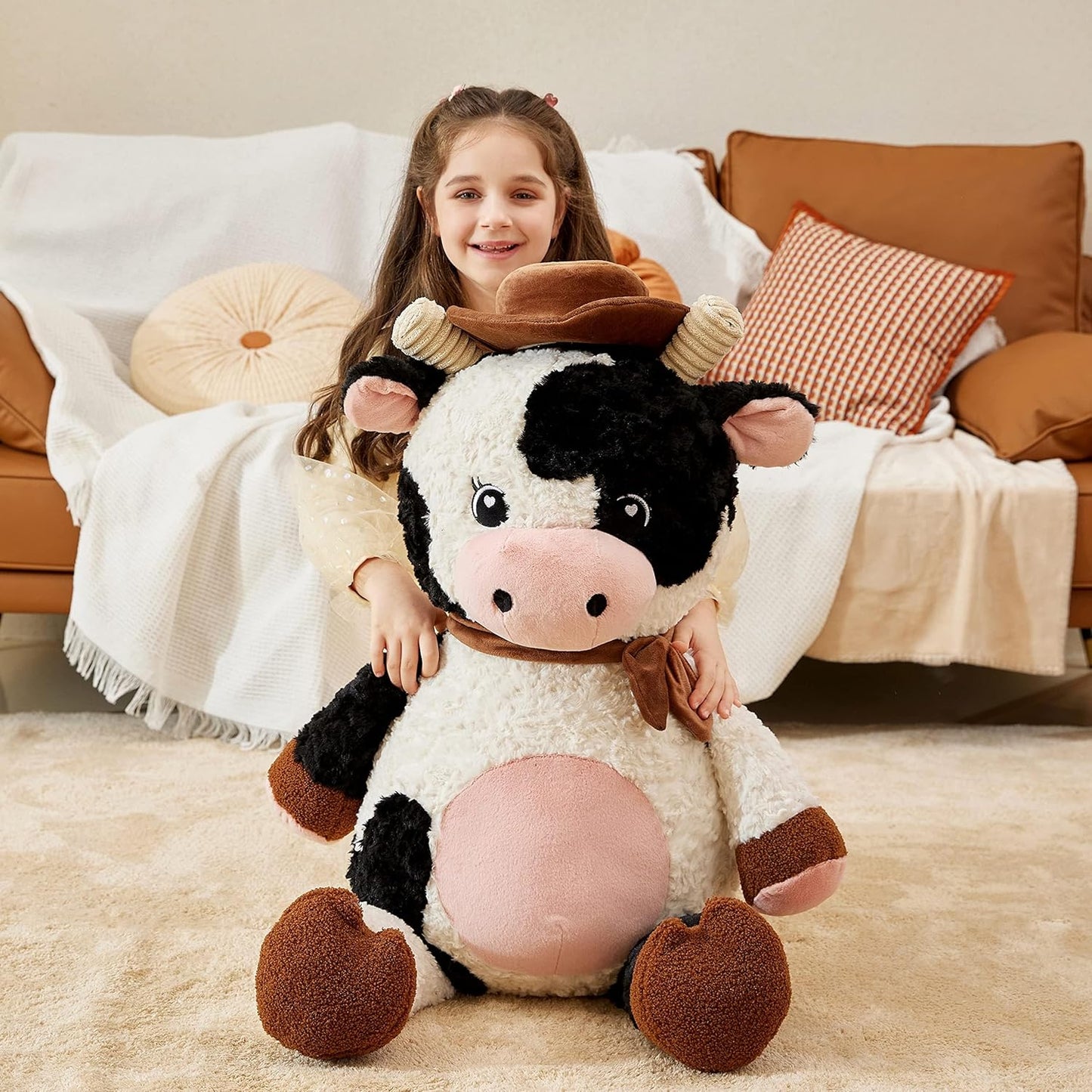 Giant Cow Stuffed Animal Plush Toy,30 Inches Large Big Jumbo Soft Toys, Huge Size Cute Fluffy Plushy Fat Oversized Plushie