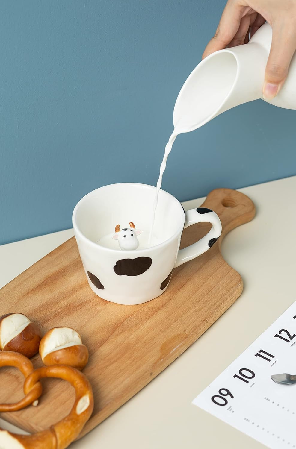 Cow Ceramic Cup Hidden 3D Cow inside Mug, 12oz