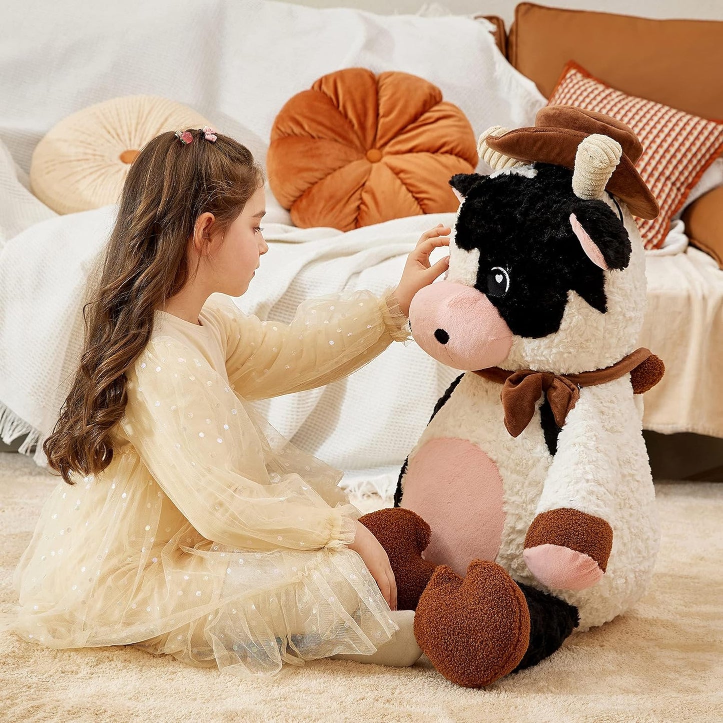 Giant Cow Stuffed Animal Plush Toy,30 Inches Large Big Jumbo Soft Toys, Huge Size Cute Fluffy Plushy Fat Oversized Plushie