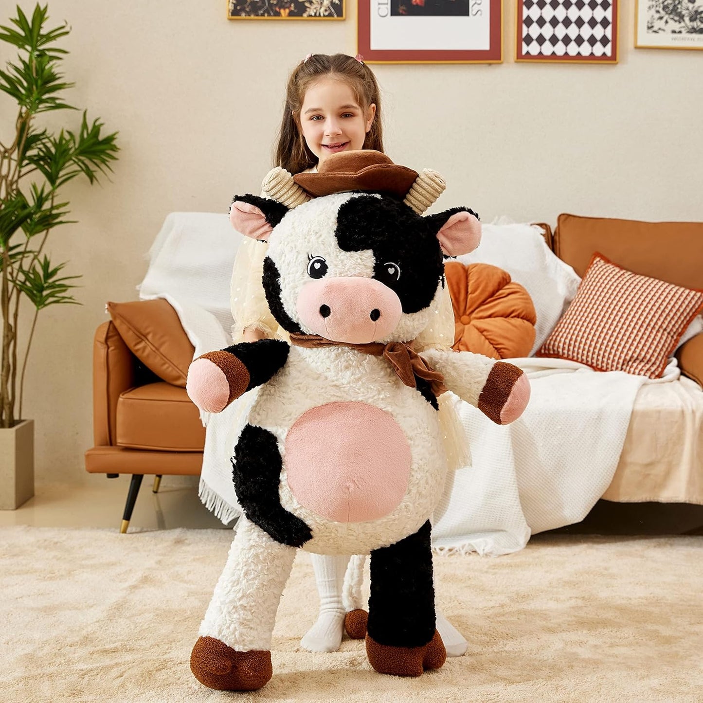 Giant Cow Stuffed Animal Plush Toy,30 Inches Large Big Jumbo Soft Toys, Huge Size Cute Fluffy Plushy Fat Oversized Plushie