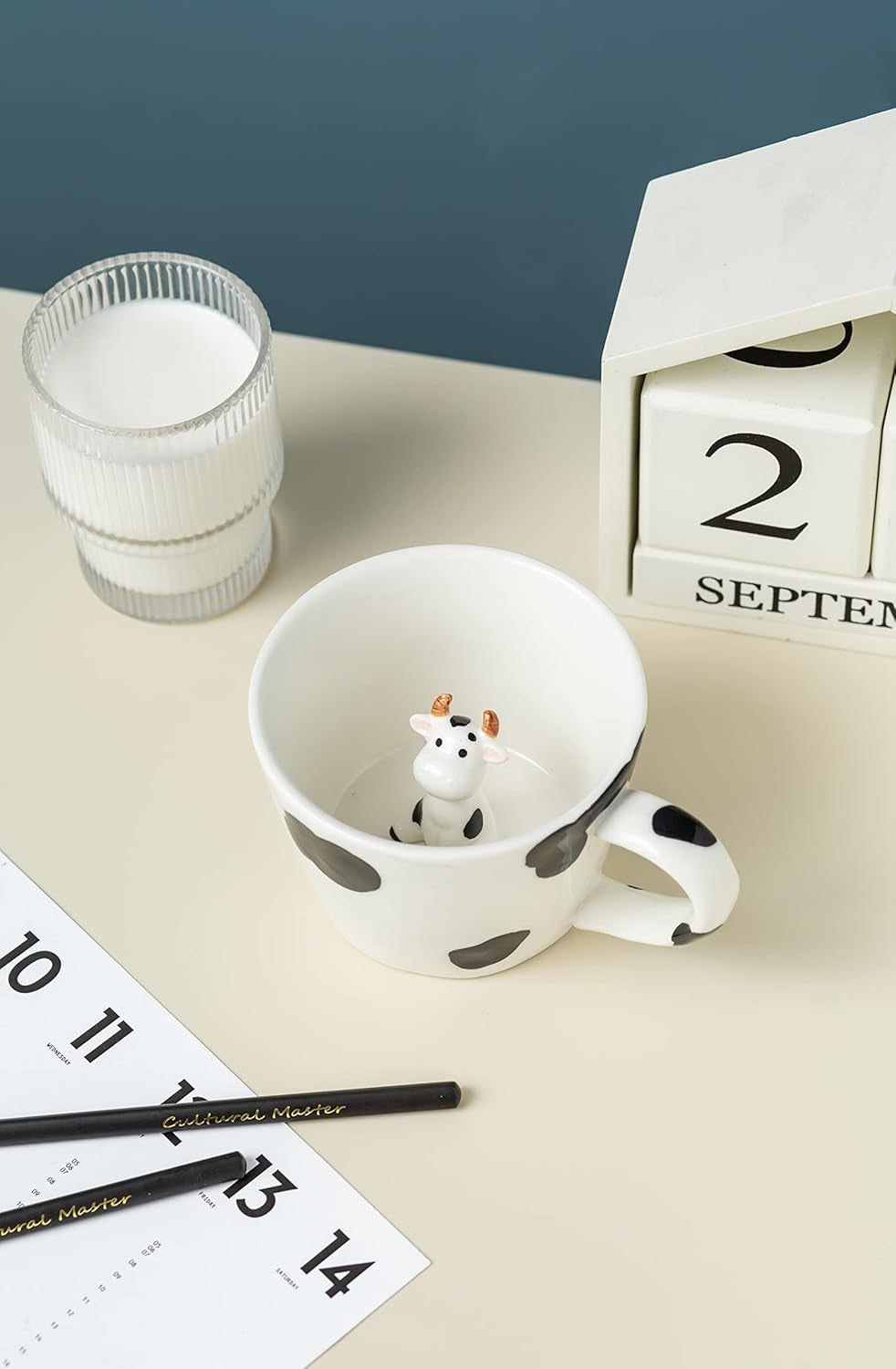 Cow Ceramic Cup Hidden 3D Cow inside Mug, 12oz