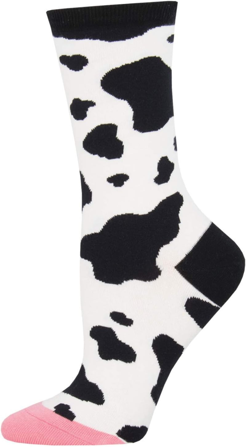 Moooo! Socks White 9-11 (Women's Shoe Sizes 5-10.5)