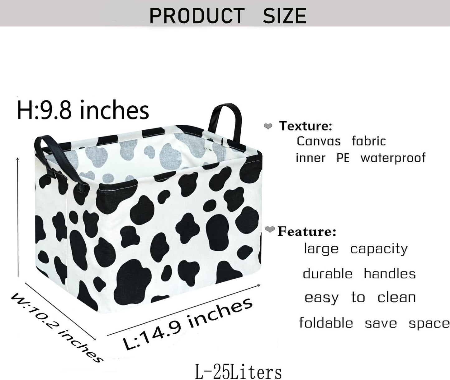 Rectangle Toy Bin Waterproof Storage Organizer for Nursery Hamper Home Decor Closet Kids Bedroom Laundry