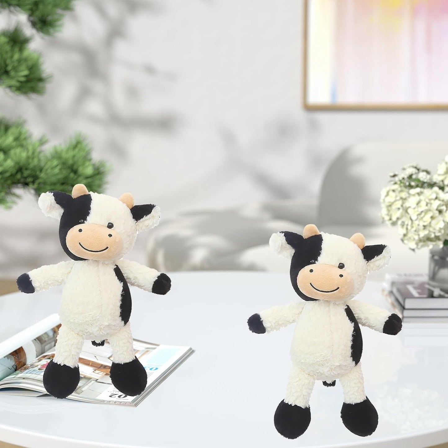 Cute Cow Plush Toy 11.8" Standing Cow Classic Black Stuffed Animals Doll