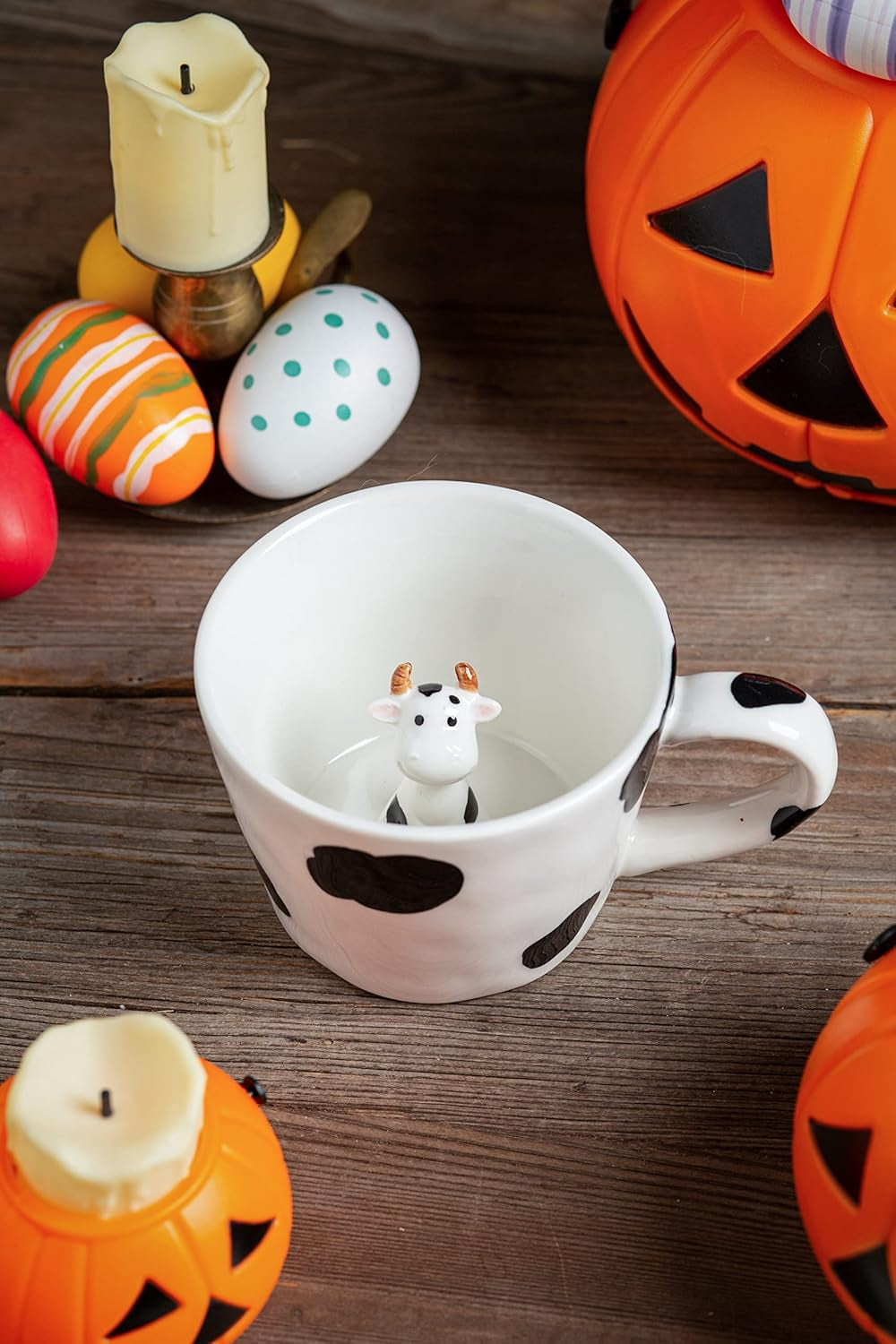 Cow Ceramic Cup Hidden 3D Cow inside Mug, 12oz