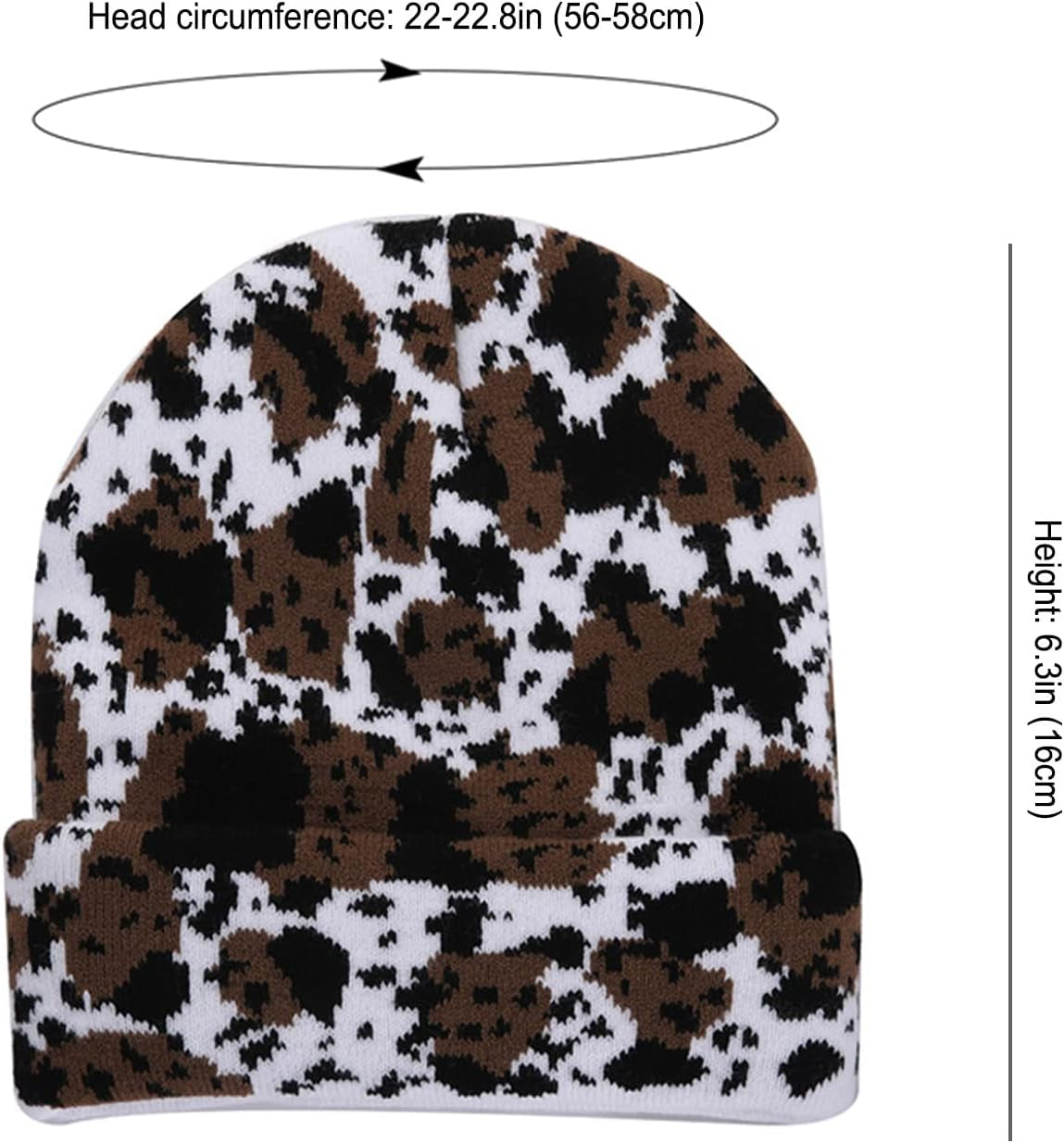 Cow Print Beanie Hats for Women Men Warm Knit Hat