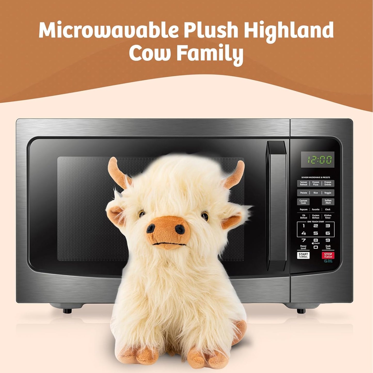 Microwavable Highland Cow Stuffed Animal - Weighted Stuffed Animal Plush, Heating Pad