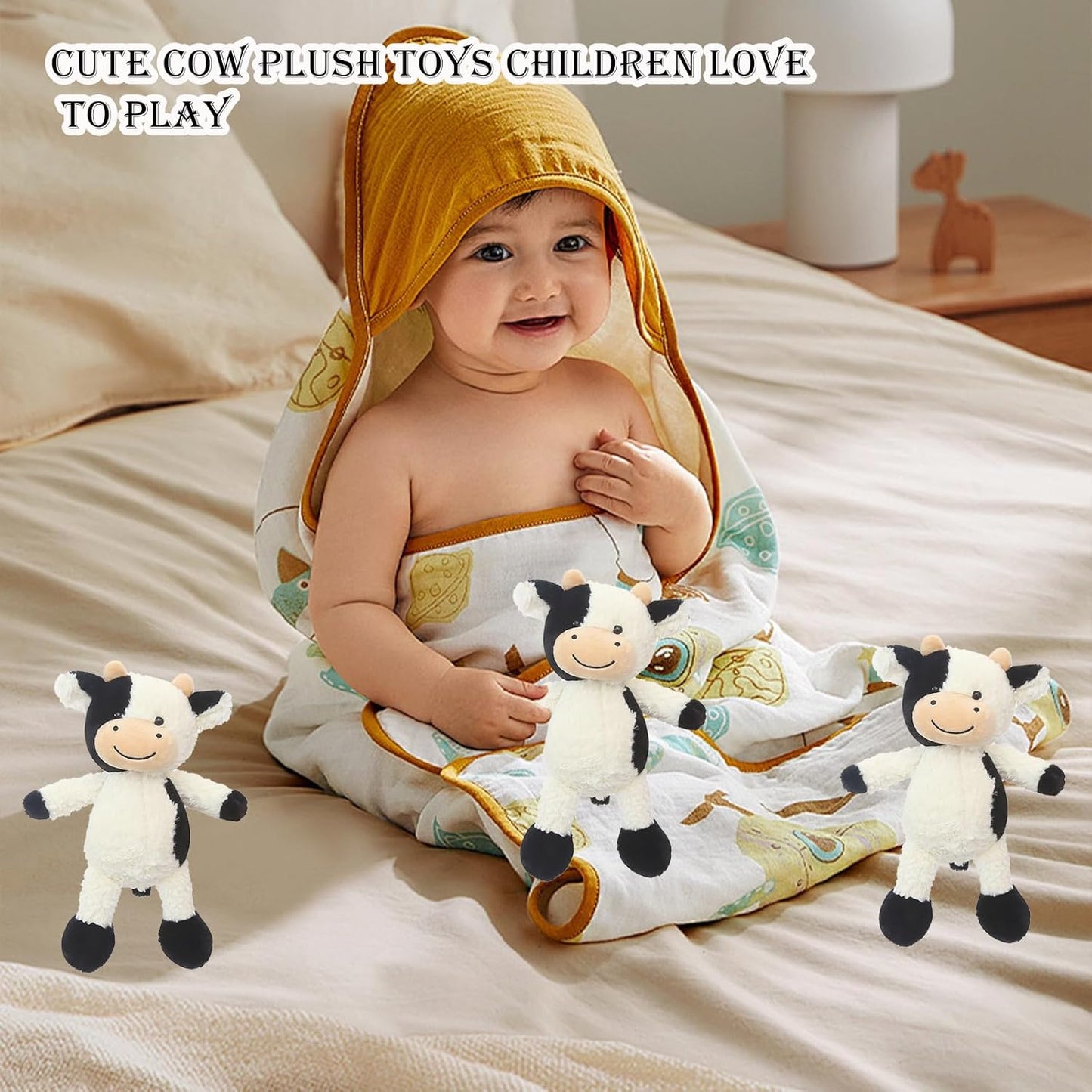 Cute Cow Plush Toy 11.8" Standing Cow Classic Black Stuffed Animals Doll