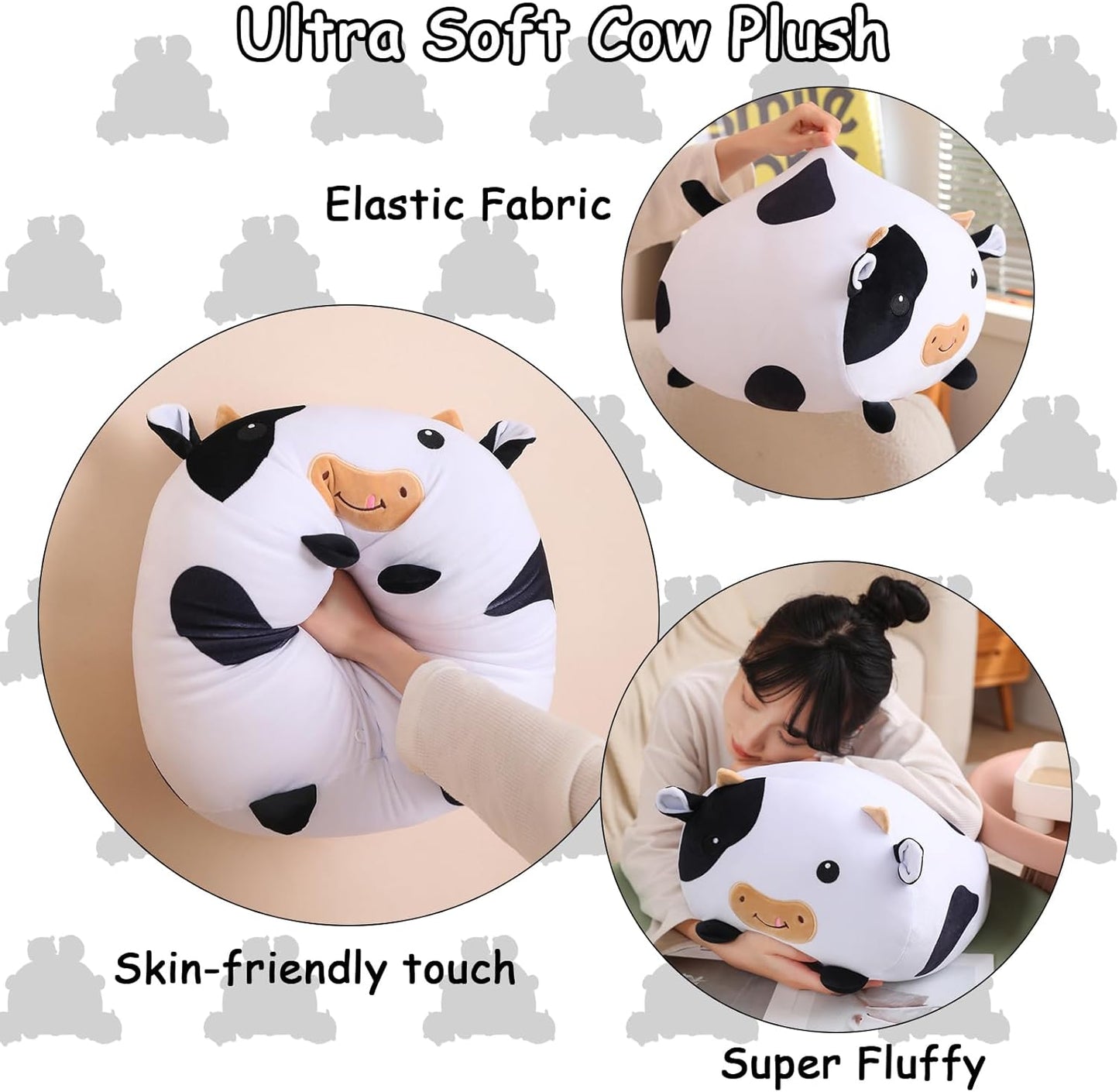 Cow Stuffed Animal 5 in 1, Cute Cow Plush Bedtime Toys, Ultra Soft Dairy Cattle with 4 Babies Inside, Milk Cows Soft Plushies Pillow