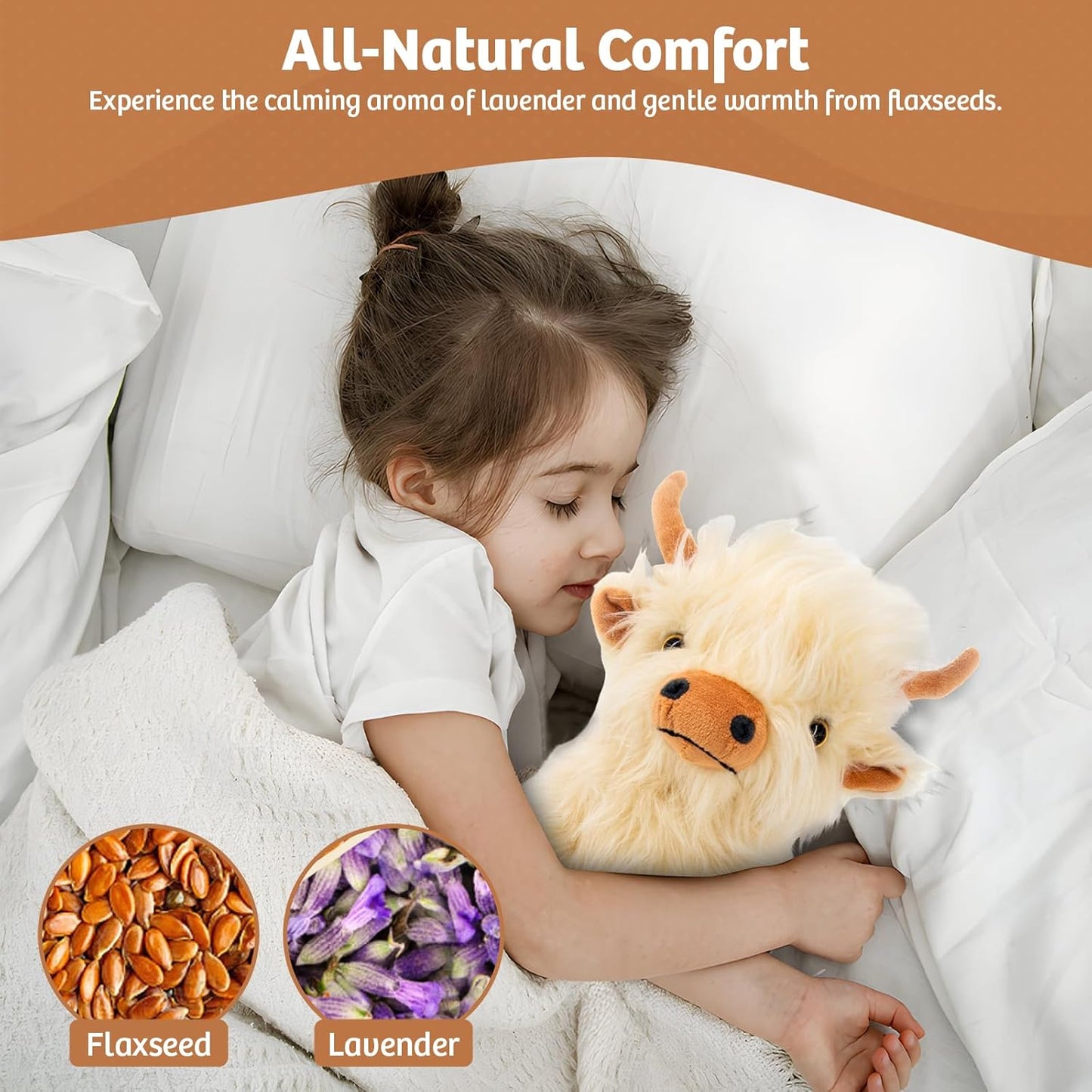 Microwavable Highland Cow Stuffed Animal - Weighted Stuffed Animal Plush, Heating Pad