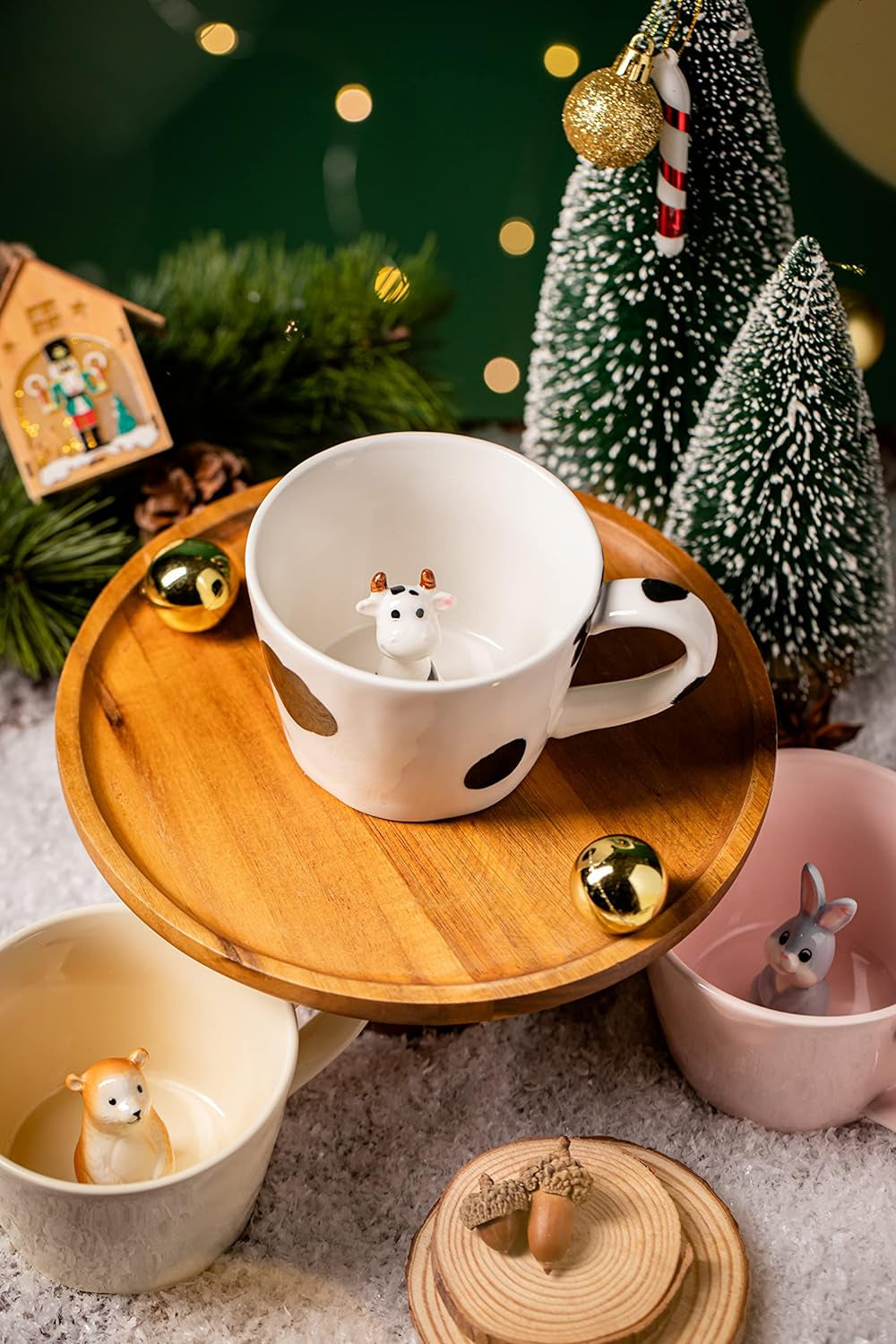 Cow Ceramic Cup Hidden 3D Cow inside Mug, 12oz