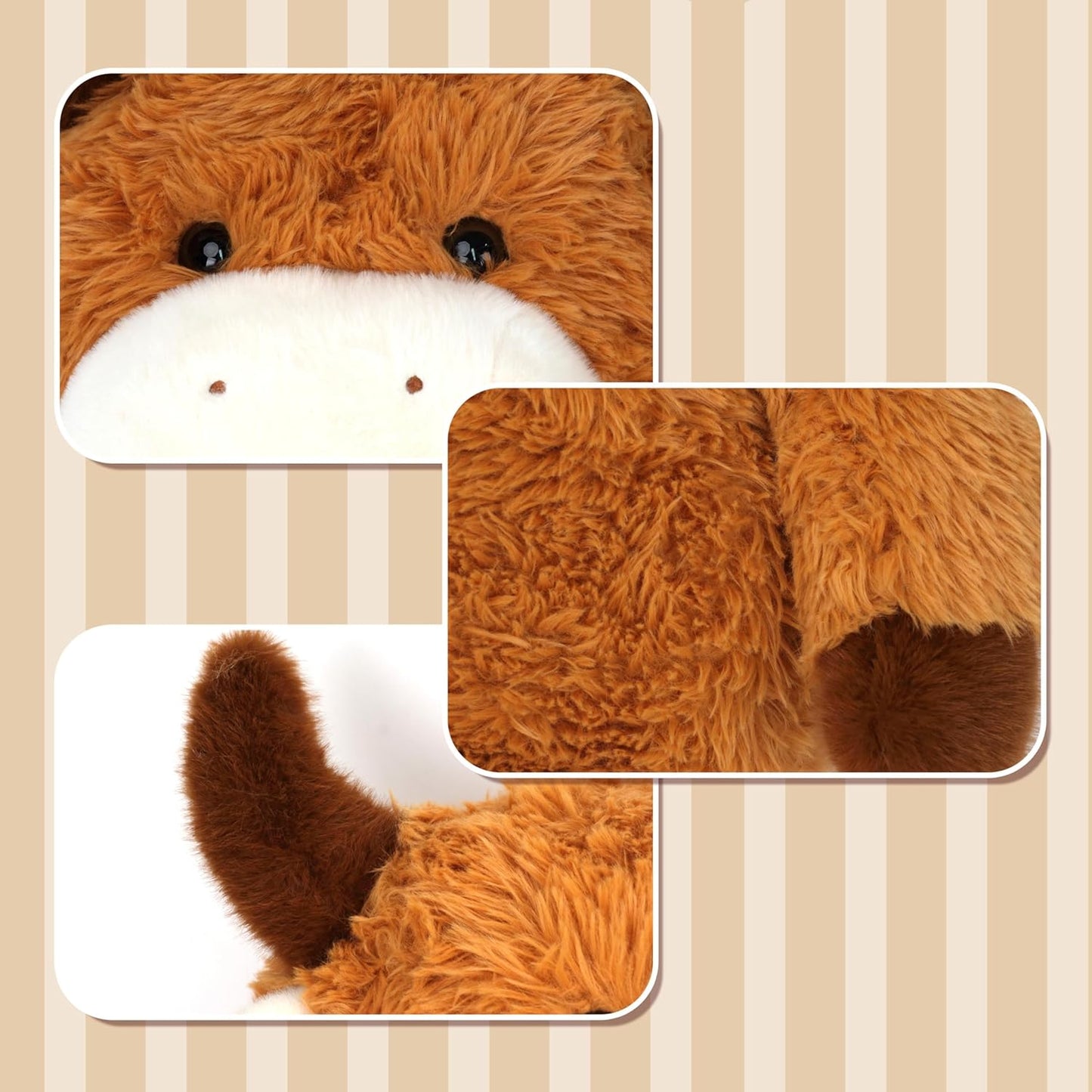 32" Big Highland Cow Stuffed Animal, Giant Highland Cow Plush Toy