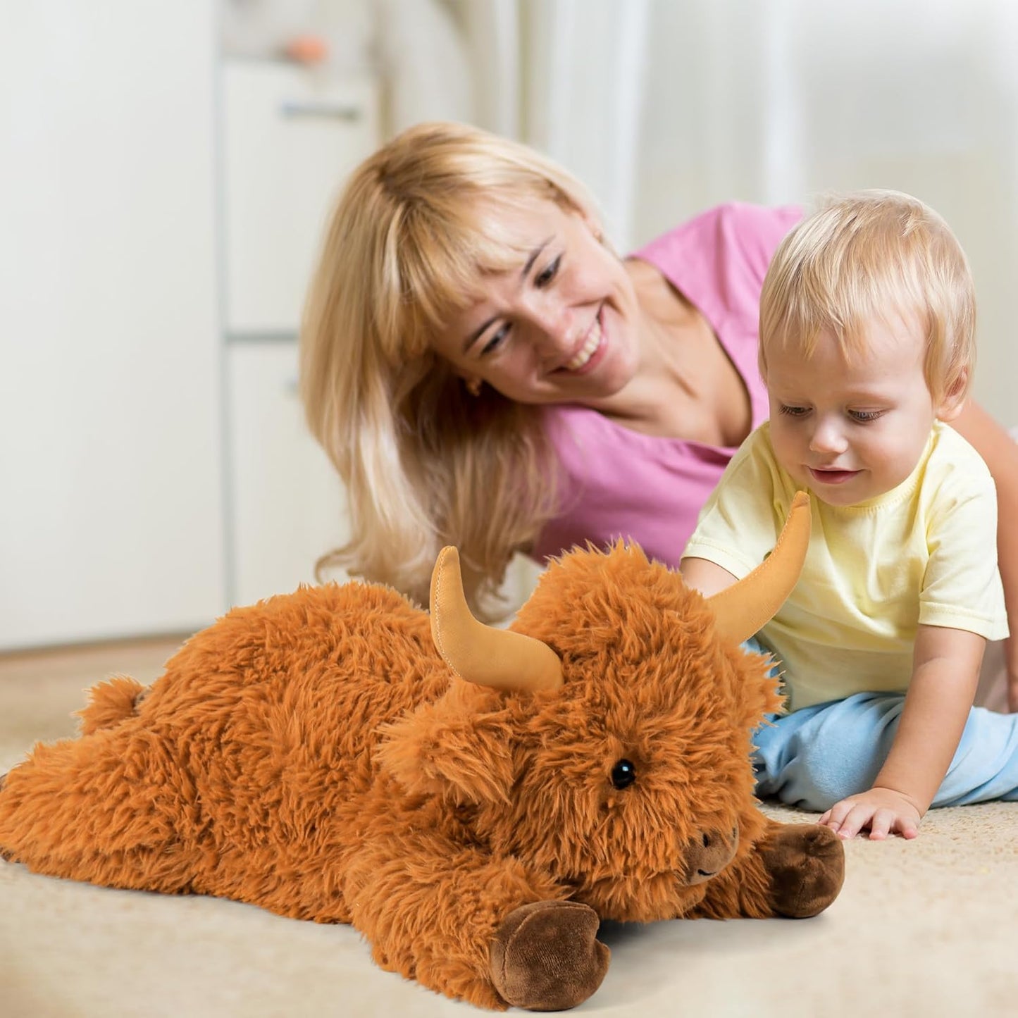 5Lbs Highland Cow Weighted Stuffed Animals, 22In Giant Highland Cow Gift Plush Toy
