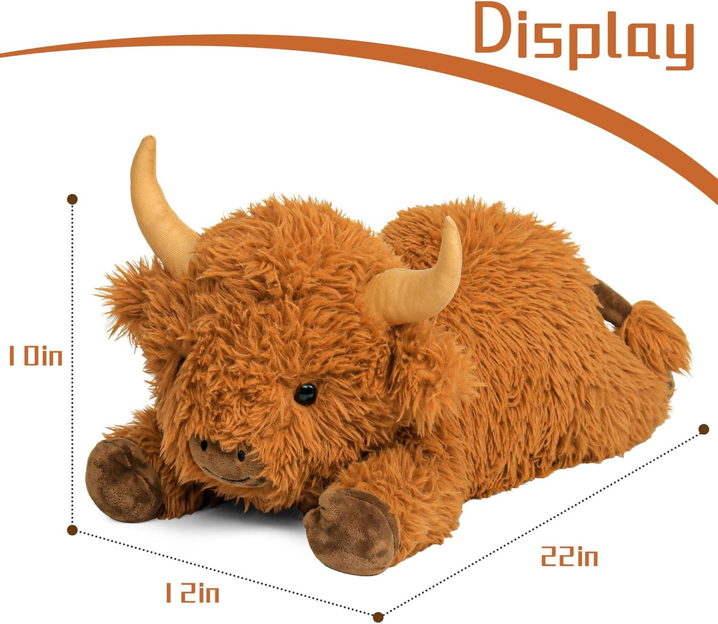 5Lbs Highland Cow Weighted Stuffed Animals, 22In Giant Highland Cow Gift Plush Toy