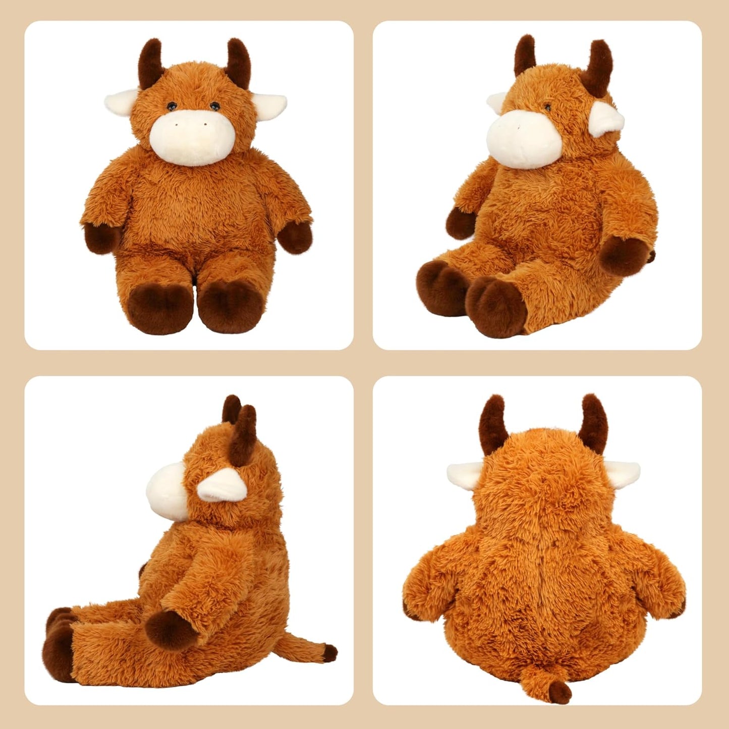 32" Big Highland Cow Stuffed Animal, Giant Highland Cow Plush Toy
