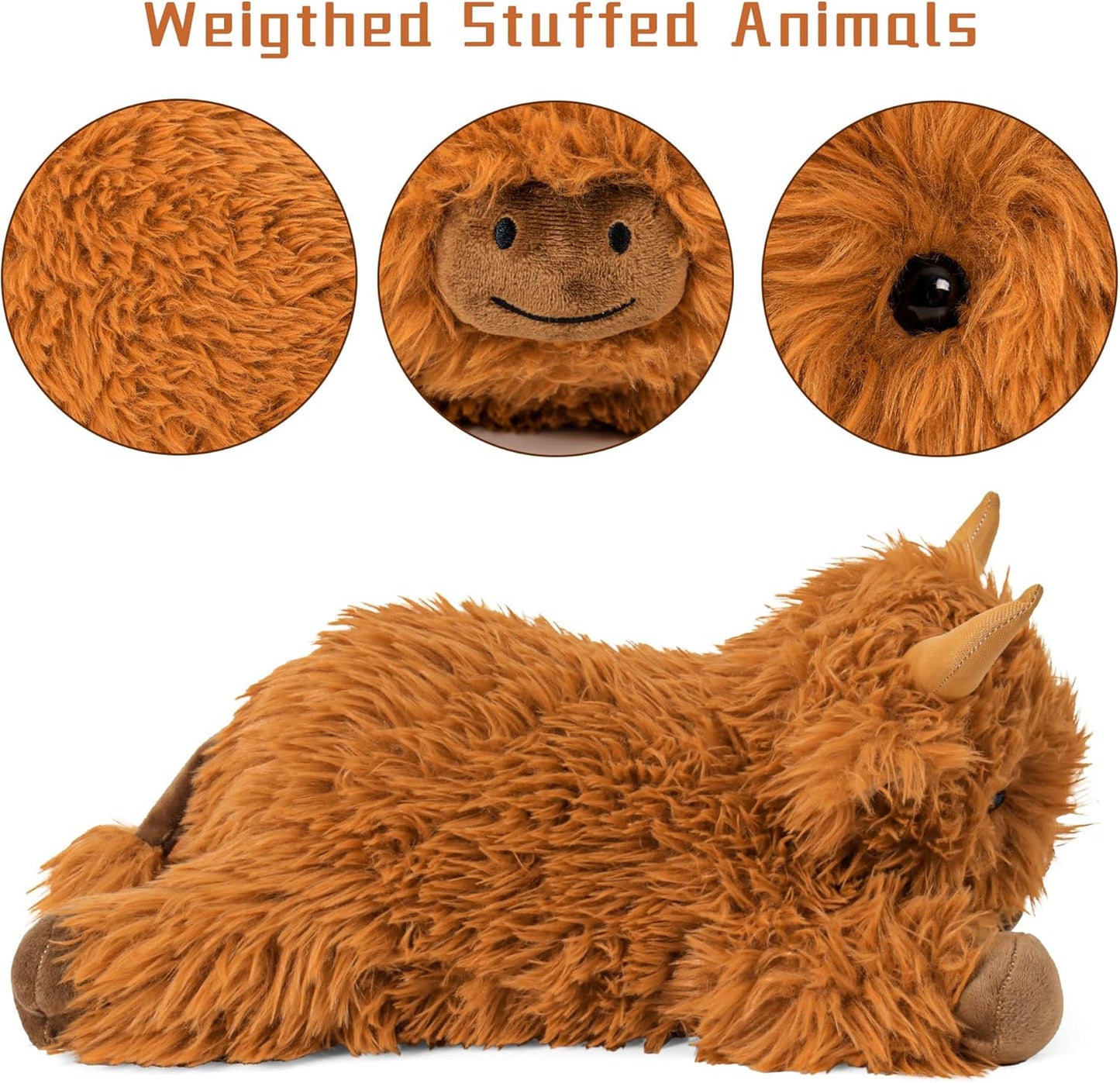 5Lbs Highland Cow Weighted Stuffed Animals, 22In Giant Highland Cow Gift Plush Toy