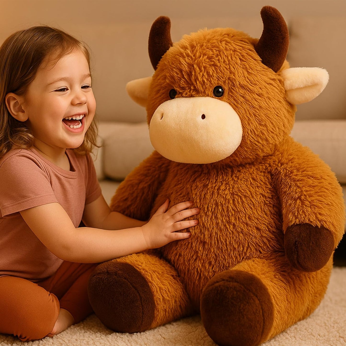 32" Big Highland Cow Stuffed Animal, Giant Highland Cow Plush Toy