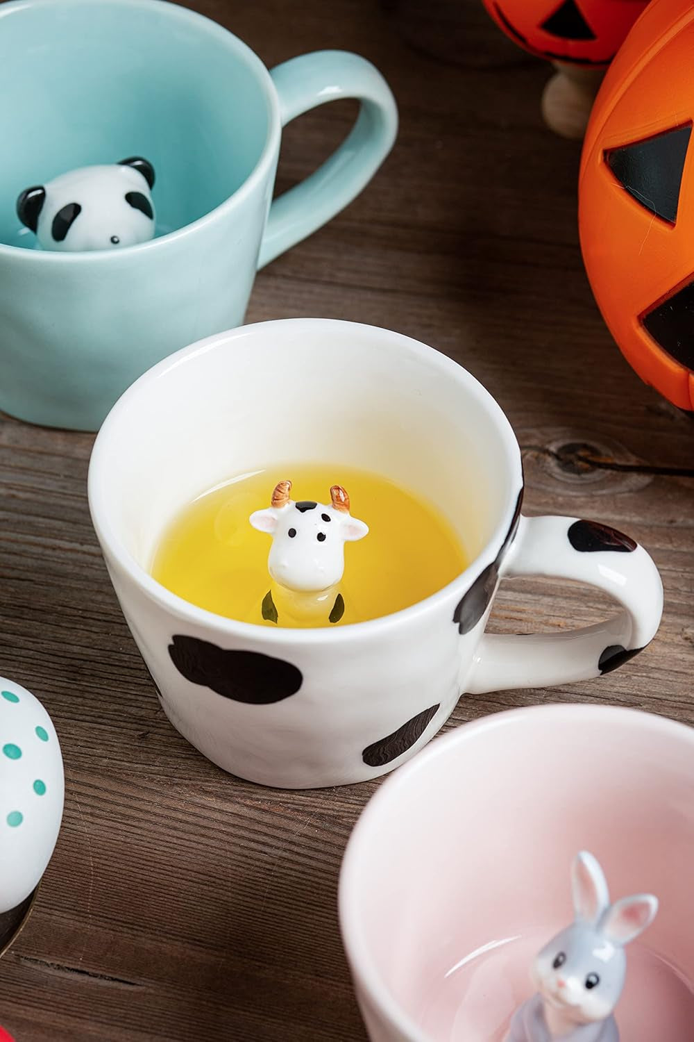 Cow Ceramic Cup Hidden 3D Cow inside Mug, 12oz