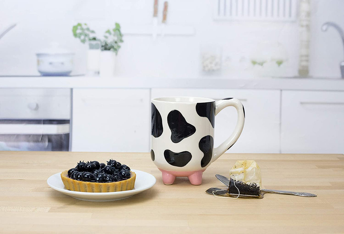 Udderly Cow Mug with Non-Skid Silicone Feet, Hand Painted Ceramic, 20 Fl.Oz.