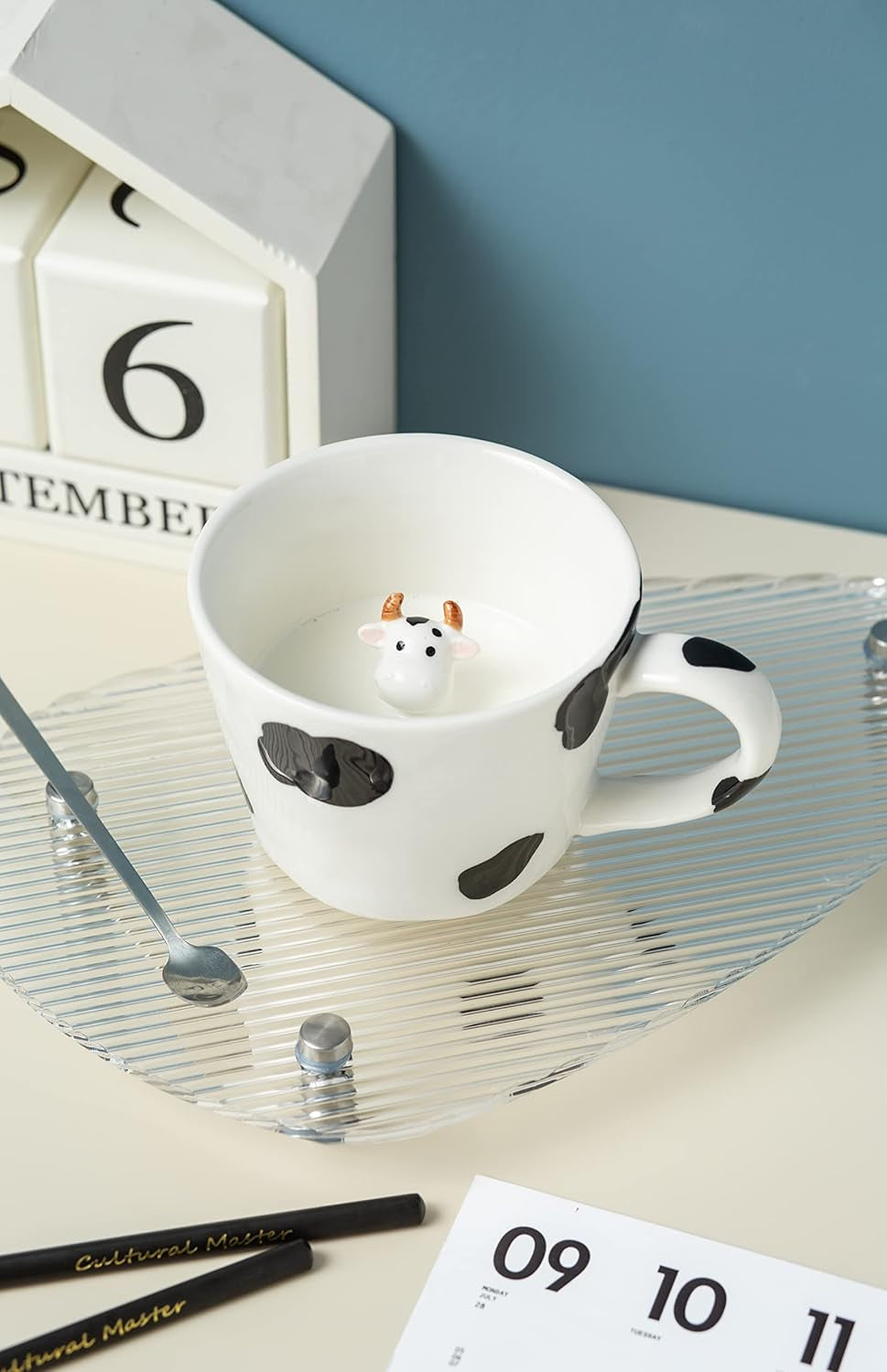 Cow Ceramic Cup Hidden 3D Cow inside Mug, 12oz