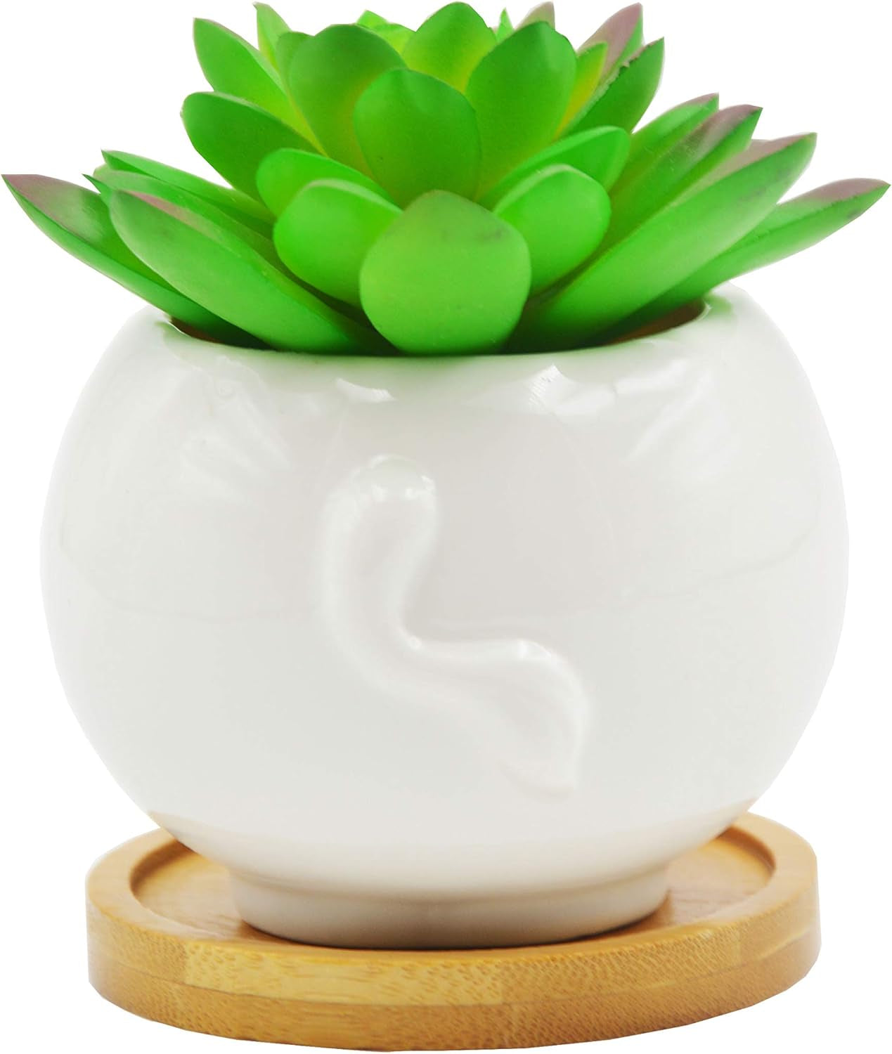 Succulent Pots,Cute Cartoon Cow Shaped Ceramic Succulent Cactus Flower Pot,Pencil Holders,Desk Accessories, Makeup Brush Storage Stand-Plant Not Included (With Tray)