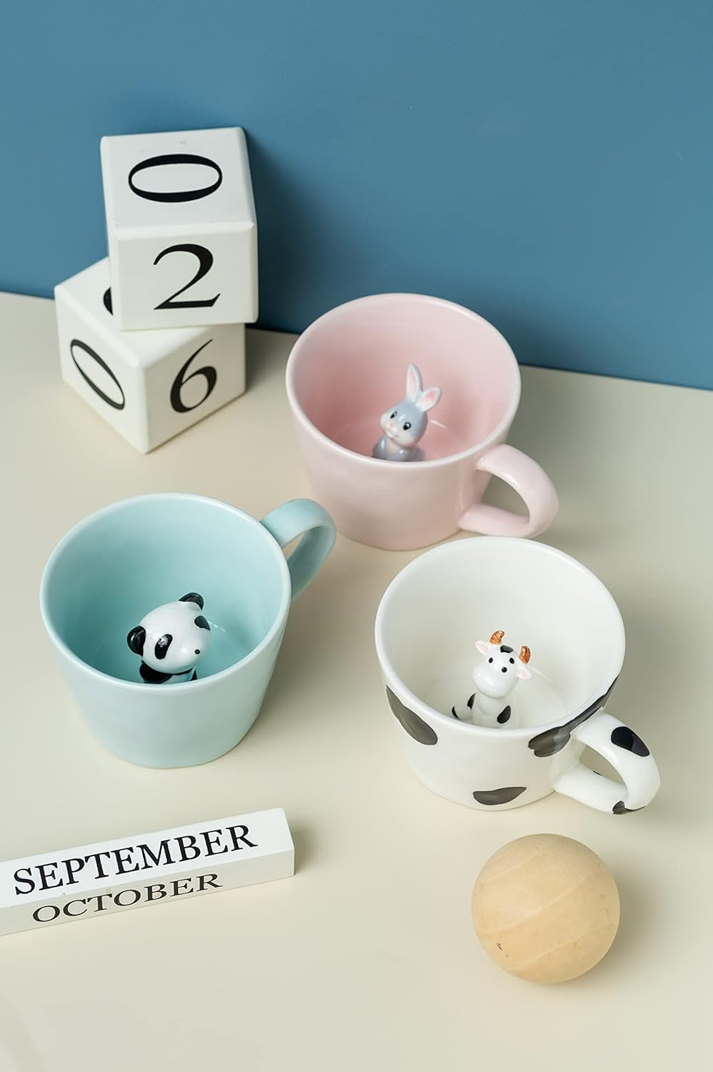 Cow Ceramic Cup Hidden 3D Cow inside Mug, 12oz