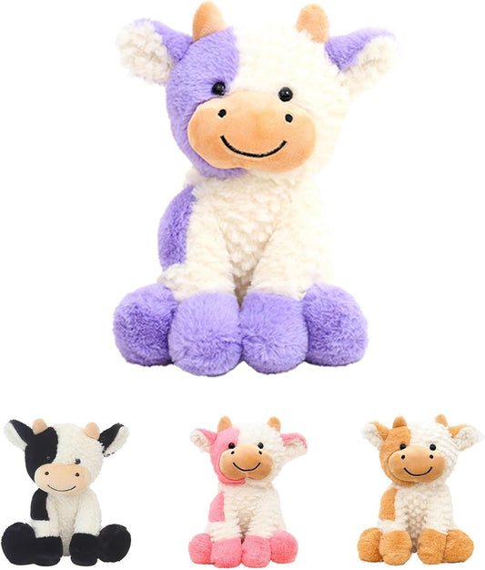 Smiling Cow Plush Stuffed Animal, Purple Sitting Cattle