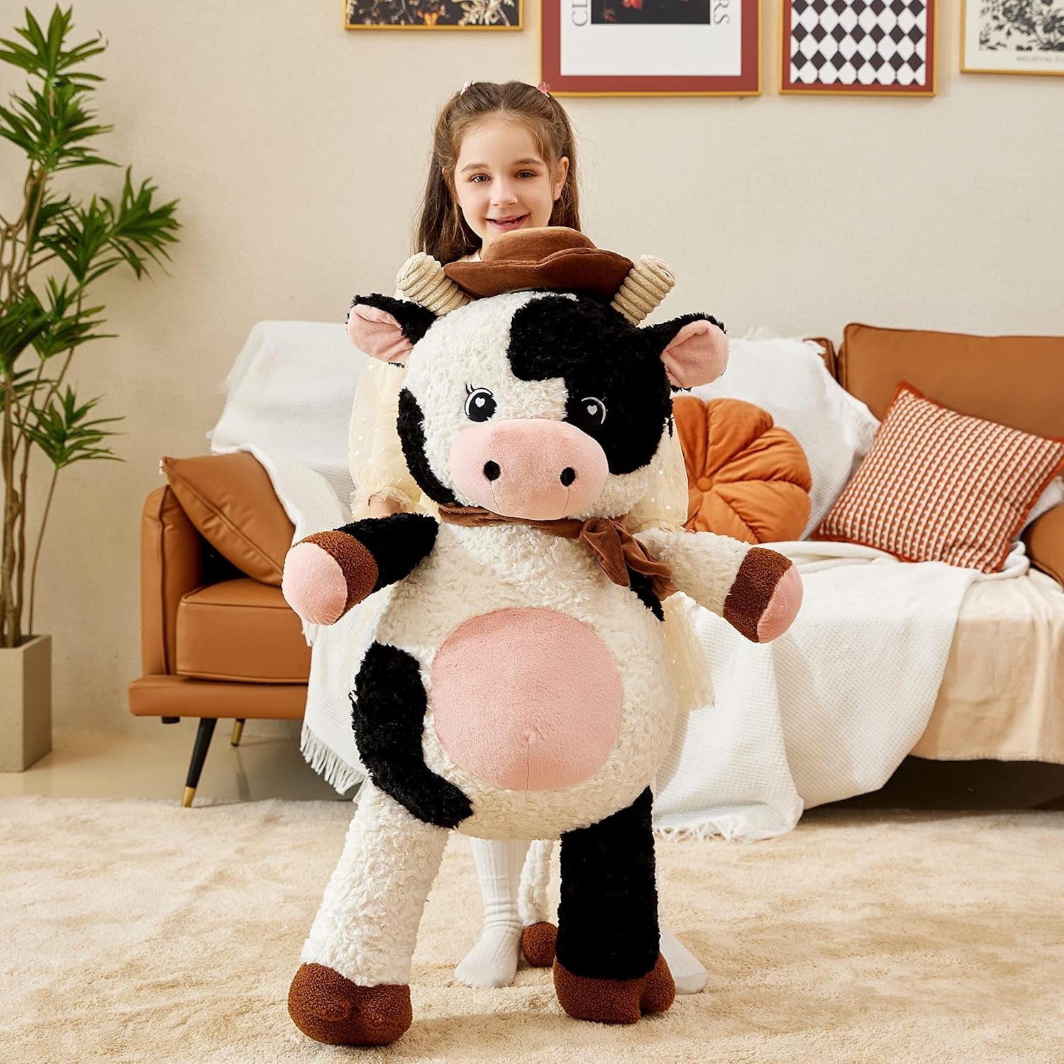 Giant Cow Stuffed Animal Plush Toy,30 Inches Large Big Jumbo Soft Toys, Huge Size Cute Fluffy Plushy Fat Oversized Plushie
