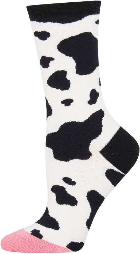 Moooo! Socks White 9-11 (Women's Shoe Sizes 5-10.5)