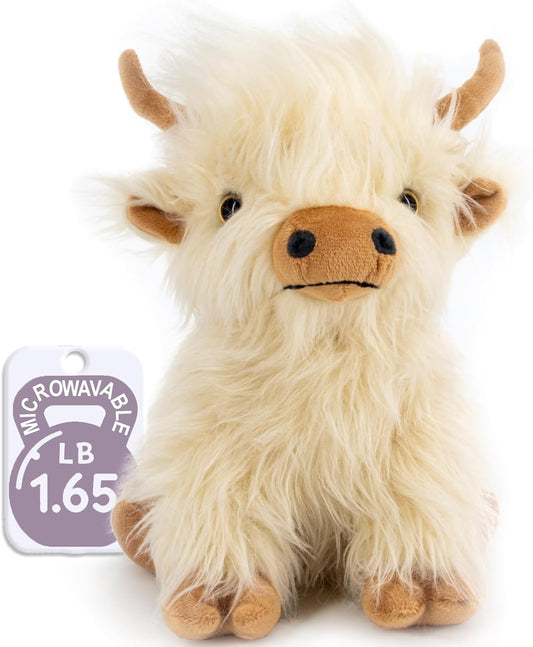 Microwavable Highland Cow Stuffed Animal - Weighted Stuffed Animal Plush, Heating Pad