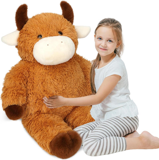 32" Big Highland Cow Stuffed Animal, Giant Highland Cow Plush Toy