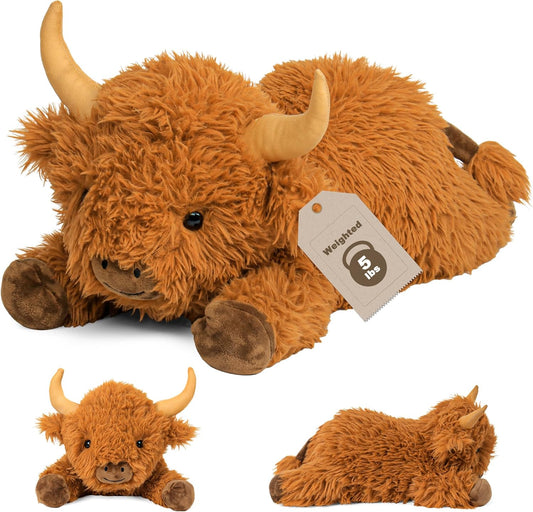 5Lbs Highland Cow Weighted Stuffed Animals, 22In Giant Highland Cow Gift Plush Toy