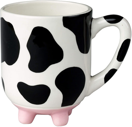 Udderly Cow Mug with Non-Skid Silicone Feet, Hand Painted Ceramic, 20 Fl.Oz.
